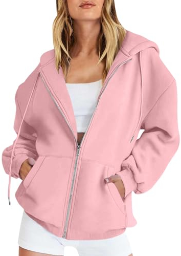 Retourenkauf Angebote Hoodie Damen Damen Sweatshirt Hoodie Damen Reißverschluss Damen Hoodie Jacke Blau Hoodie Mit Zipper Damen Rollkragenpullover Damen (Rosa, S)