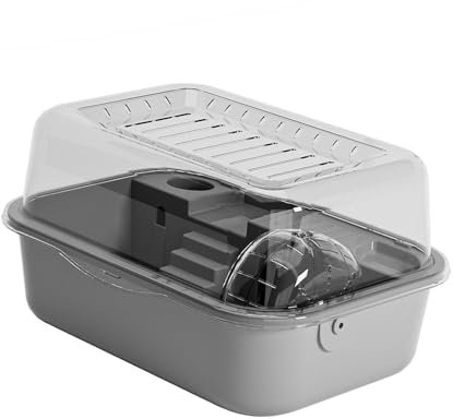 Baoblaze Hamster Cage Acrylic Hamster Enclosure Luxury Openable Top with Water Bottle Breathable Habitat Small Animal Cage Mice, grey