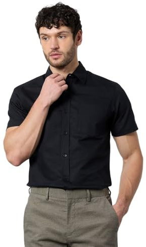Burton Black Short Sleeve Oxford Shirt, XL, Black