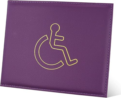 JRSHIRLEYLTD Behindertenausweis Etui, Behindertenausweis Karteninhaber, Brieftasche Schutz, PU-Leder Behinderung Parkausweis, Badge Holder Wallet für Auto (lila)