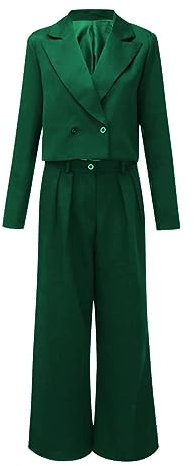 Generico 2 Pièces Femmes Tailleur Affaires Formelle Fêtes Blazer & Pantalon Élégant Cérémonie Complet Blazer Couleur Unie Bureau Travail Tailleur Grande Taille Manches Longues Vestes Robe 2025, vert,