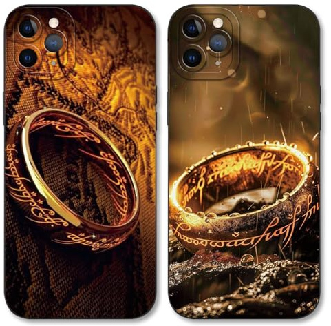 TBNMBGY 2 Stück Schwarz Handyhülle für iPhone 14 6.1,Fantasy Zauber Film Aesthetic Cool Cute Ästhetik Design Ring Muster Case,Silikon Schutzhülle Hülle TPU Stoßfeste Cover