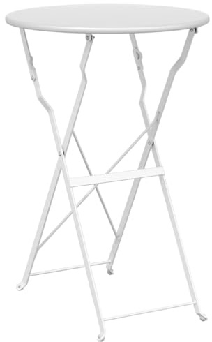 vidaXL Bistrotisch Weiß Ø 50 x 71 cm Pulverbeschichteter Stahl | Perfekt für kleine Räume und draußen, Starke Stahlkonstruktion für den Alltag, Minimalistischer Stil,