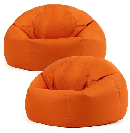 Bean Bag Bazaar Kingston Outdoor Bean Bag with Filling, 2 Pack, Orange