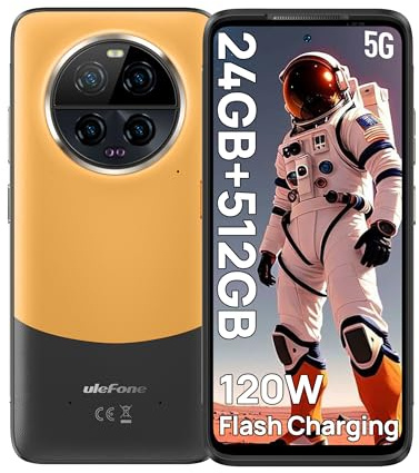 Ulefone Armor 23 Ultra Outdoor Handy ohne vertrag, 5G, 512GB ROM, Satellite Smartphone, 24GB RAM 6,78 FHD+ 120 Hz Handy IP68 Wasserdicht, 5280mAh/120W, Schnellladung, Kamera 50MP, Dual-SIM, Android 13
