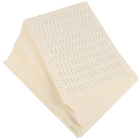 SEWACC 100 Feuilles Papier Partition Détachable Portées Recharge Cahier Musique Papier Blanc pour Musiciens Étudiants Usage Bureau