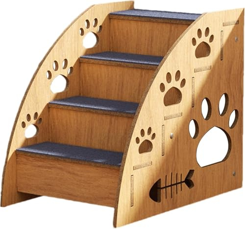Hundetreppe Für Kleine Hunde,2/3/4-Stufige Hundetreppe Für Betten Oder Couches,Holztreppe Für Oder Mittelgroße Haustiere, Haustiertreppe Für Alte Katzen,Kleintiere,Einfach Montieren 30×45×40CM