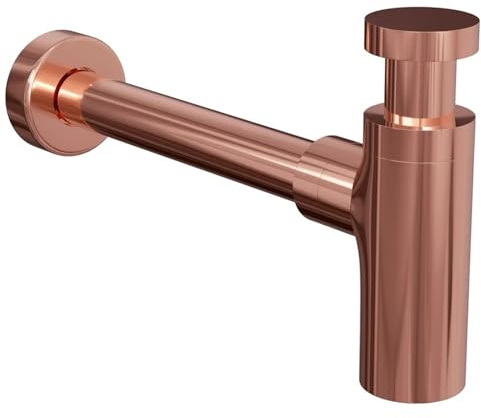 P-Trap Matte Black Brass Basin Bottle Plumbing Wash Pipe Waste Bathroom Sink Trap Modern Style Siphon(Polish Rose Gold)