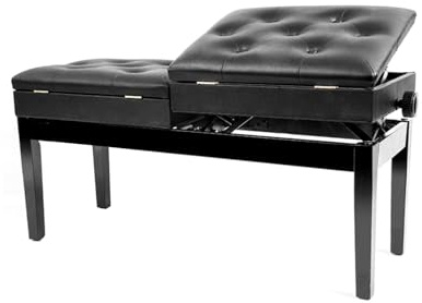 Verstellbare Doppel-Klavierbank, Robuster Sitz for Musiktastatur Aus Holz, Mit Gepolstertem Kissen Und Stauraum, 400 Kg Tragkraft for Klaviergeschäft, Musikschule, Studio(Black)