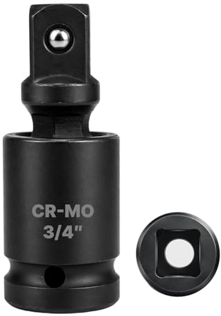 Rowglow Cardan A Choc 3/419mm Rotation À 360° Degrés Cr-Mo Steel Pour Clé À Choc Ou Cliquet Embouts Outils, Douille Cardan (3/4)