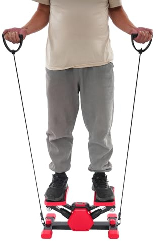 Mini Stepper für Zuhause, Up-Down & Swing Stepper mit Spannungsseilen und LCD Display, Trainingsgerät für Bein, Arm, Po Training