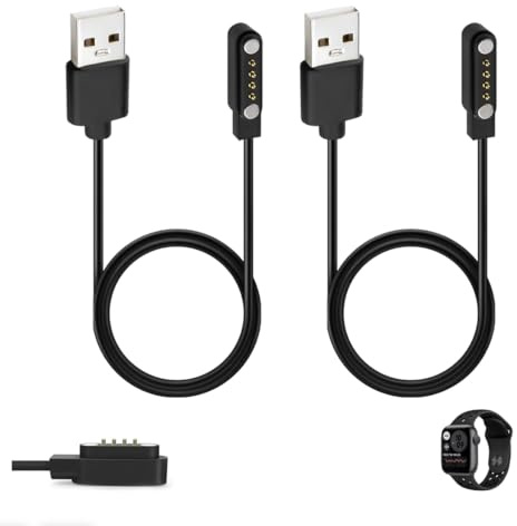 Chargeur Montre Connectée,4 Broches USB Charge Magnétique pour Smartwatch | Câble de Recharge pour Montre Intelligente Universel, Espacement des Contacts du Chargeur 7,62mm (USB 60cm)