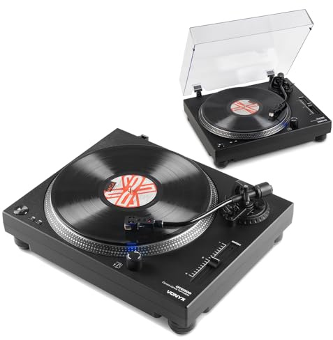 2x Vonyx DT6000 Direct Drive DJ Turntables with USB Recording, AT3600 cartridge, Phono Preamp and Pitch Control, Vinyl DJ Decks for DJ Setups and Home Hi-Fi Listening