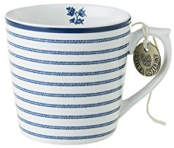 Laura Ashley - Henkelbecher, Henkeltasse, Tasse - Blueprint Candy Stripe - 8 x 8 cm - Klein