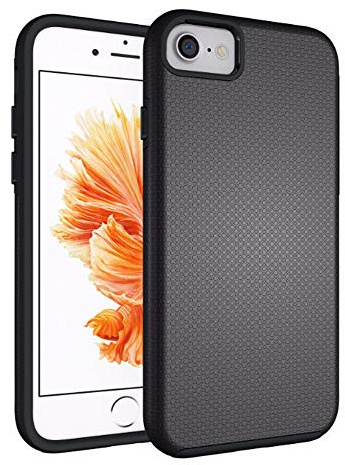 EIGER North Premium Handyhülle für iPhone 8/7 (stoßfestes mattes Gehäuse), (Easy Port Access Design), Strapazierfähiges Etui für Apple in Schwarz
