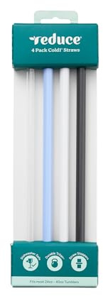 Reduce Reusable Hard Plastic Straws, 4 Pack – Fits 20-40 oz Tumbler Mugs – BPA-Free, Dishwasher Safe, Impact Resistant – Ideal Drinking Straws for Home and Travel
