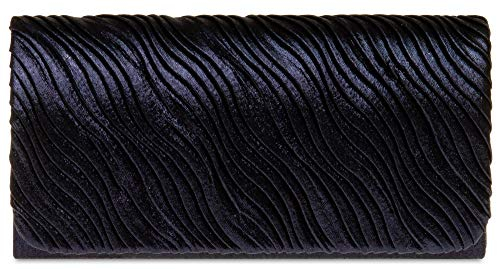 Caspar TA519 elegante Damen Satin Clutch Tasche Abendtasche, Farbe:dunkelblau, Größe:Einheitsgröße