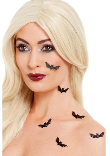 Smiffys Make-Up FX, 3D Bat Stickers, Black, 6pcs