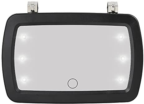 X AUTOHAUX Car Sun Visor Mirror Clip on Mirror Cosmetic Mirror with LED Lights