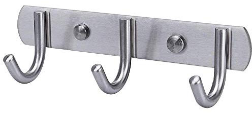 Stainless Steel Coat Hooks Rack with 3 Round Hooks for Towel Coat Robe Hat Clothes Easy Installation Rust and Water Proof