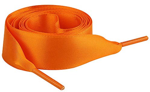 Jamron Flat Silk Satin Ribbon Shoelaces 2CM Wide for Trainers Ballerinas Pumps P13 Orange 140 CM