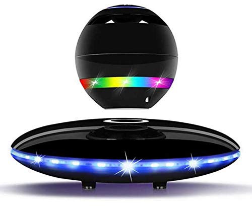 Qazxsw Magnetic Levitating Bluetooth Speaker,Magnetic Levitation Led Flash Bluetooth Speaker,Wireless Floating Portable Speakers with Colorful Night Lights,Black