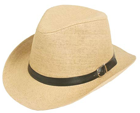 Upstore Chapeau de Paille Trilby Fedora pour Homme et Femme - Unisexe - Beige - Taille Unique - Circonférence 58 cm - Accessoire Classique pour Outdoor et Vacances