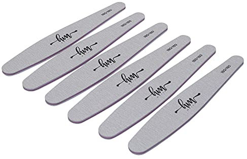 HM NAILS - Lima de uñas de ALTA DURACION para uso profesional 180/180 EDGE - PACK 6 uds - Lima para uñas, esmaltes semi permanente, gel uv, acrilico, uso profesional