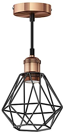 ledscom.de Vintage Pendelleuchte RETRA, bronze, E27 Fassung, Käfig-Schirm