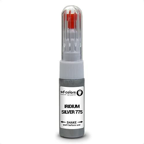 SD COLORS Kit de réparation de stylo de retouche de peinture argent iridium 775 compatible avec Mercedes - 20 ML - Code couleur 775 - Argent iridium