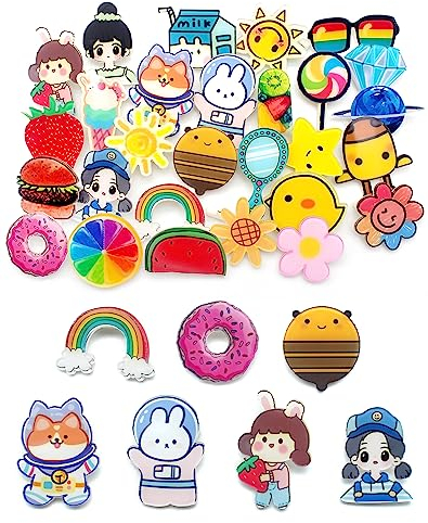 Cinvo 40 Pcs Acrylic Pins Bulk Decoration Cute Cartoon Pins Lapel Pin Set Locking Pins Backs Brooch Badge Bar Pins for Backpack Bags Clothing Jackets Hats Caps DIY Crafts(40 Assorted Styles)