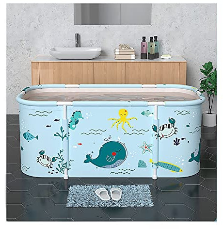 Baignoire pliable portable pour adultes, 119,4 x 58,4 x 53,3 cm, baignoire portable, autonome en plastique épais pour adultes (océan)