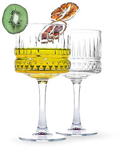Vintage Coupe Gläser 2er Set, (500 ml/17oz), Champagner, Martini, Cocktailgläser, Aperol Spritz Gläser, Große Quadratische Weingläser, Riesige Rotweingläser, Kristallweingläser, Glas Dessertschalen
