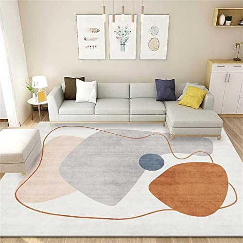 RUGMRZ Tapis D¡¯Eveil Route Anti-moisissure Motif géométrique rectangulaire Rose Gris Lavable dans Le Style Moderne Deco Salon 200X300cm