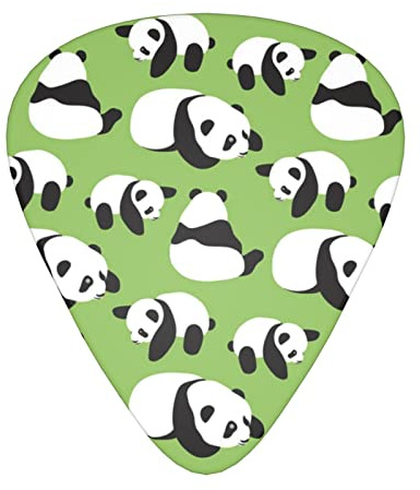 Green Background Panda Gitarrenplektren 12-teilig Set für Akustikgitarre, E-Gitarre, Kontrabass, Ukulele