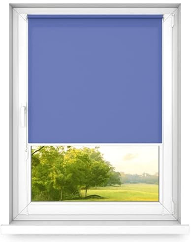 time4blinds MINI BASIC Stick on or noninvasive Roller Blinds for Windows – Adhesive Blinds - Easy Fit Clip On Blinds - Dimming Blinds for Bedroom – 600x1400mm Royal Blue – Operated on Right Side
