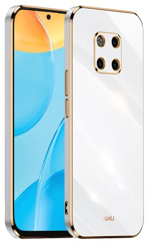EASSGU [Telaio Elettrolitico Custodia per HUAWEI Mate20 Pro (6.39 Inches) Cover Protettiva in Morbido Silicone TPU - Bianco