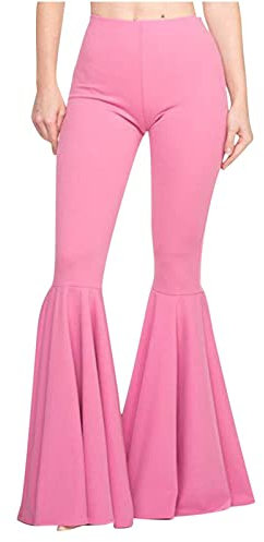 Hose Damen Elegant Weite Hose Damen Kargo Hosen Frauen High Waist Einfarbiges Schlaghose Slim Fit Haremshose Eng Hip Hop Hose Arbeitslatzhose Damen (Rosa, S)