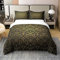 100% Baumwolle Vintage Damast Floral Bettbezug 220x240 Antike Viktorianische Barock Bettwäsche Set für Kinder Erwachsene Gold Schwarz Ombre Gradient Trostbezug Gotische Klassische Floral Bettbezug