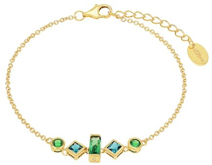 s.Oliver Armband 925 Sterling Silber Damen Armschmuck, mit Zirkonia synth., 17+3 cm, Gold, Kommt in Schmuck Geschenk Box, 2036882