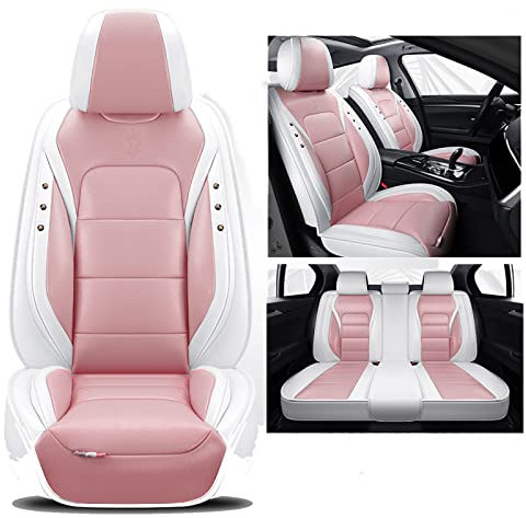 Congxy Set Coprisedili Auto Universale per Anteriori e Posteriori | Compatibile con Airbag Laterale, Standard Rosa