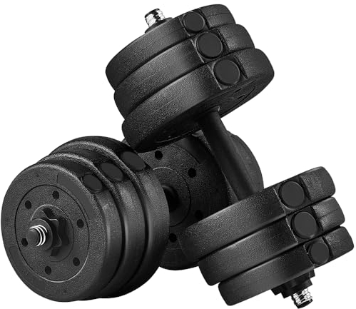 Yaheetech Set di 2 Manubri Palestra Casa con Piastre Diversi Pesi Coppia Manubrio Regolabile 25KG Nero