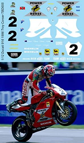 Generisch 1/12 Waterslide Decals für Ducati 916 SBK 1996 Troy Corser Superbike TB Decal TBD655