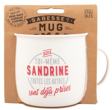 Mug Nomade - Mug à thé et café personnalisé Sandrine - Cadeau pour Femme, Couleurs Pastel.