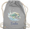 Turnbeutel Rucksack - Schildkröte mit Name personalisiert I Zootiere I Panzertier - Unisize - Hellgrau - schildkröten turtle tiermotiv beutel schildkrötenmotiv und tasche turtles personalierten