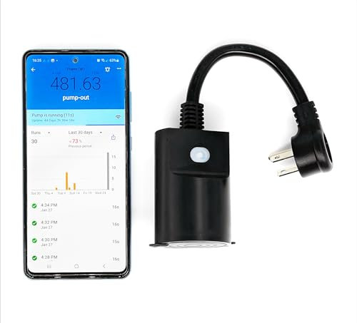 PumpFuse - Sump Pump Monitor and Alarm - Prevent flooding with dry run, overload and power outage alerts, no water level sensors, smart plug