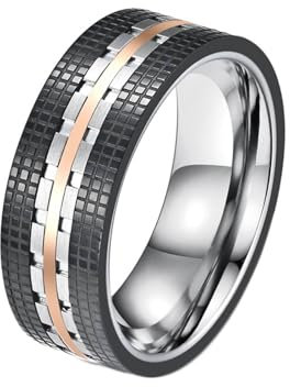 ANAZOZ Eheringe Edelstahl, Personalisierter Ring Damen Verlobungsring Größe 60 (19.1) Schwarzer Bandring Breit 8 mm