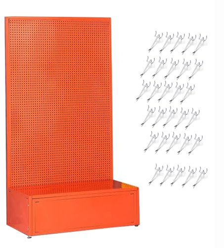 Porte Outils Métal avec 30 Crochets, Grand Panneau Perforé, Pegboard, Panneau Porte pour Garage, Atelier, Jeux, Cuisine, Bureau (Size : Orange)