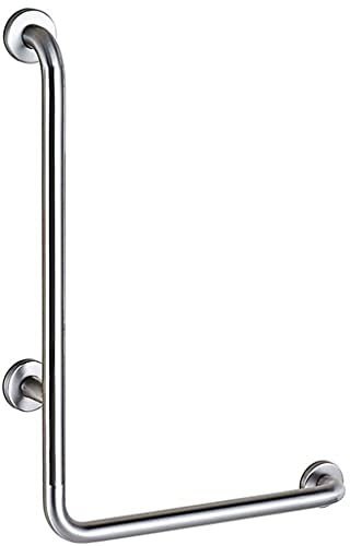 Haltegriffe für Badewannen und Duschen, gebogener Edelstahl-Haltegriff in L-Form, an der Wand montierter Eckhandlauf, WC-Dusche, rutschfeste Sicherheitsstützschiene