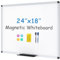 VIZ-PRO Small Magnetic Whiteboard for Wall 60 x 45 cm, Dry Erase White Board with 2 Markers, Pen Tray & Silver Aluminium Frame, Writing Board for School Office Home